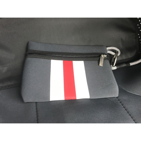 QOGIR Gray Neoprene Tote Bag Red White Stripe‎ Beach Travel Zipper Pouch - Picture 13 of 16